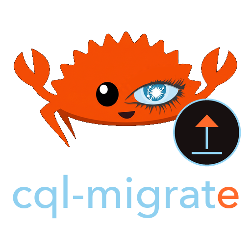 cql-migrate logo: the Rust crab with an up-arrow badge