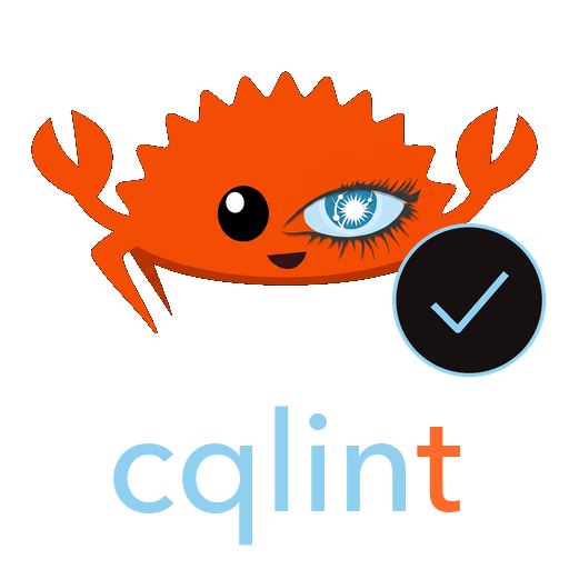 cqlint logo: the Rust crab with a check mark badge