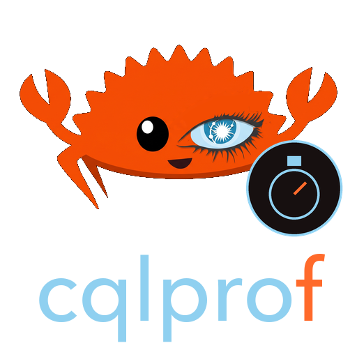 cqlprof logo: the Rust crab with a stopwatch badge