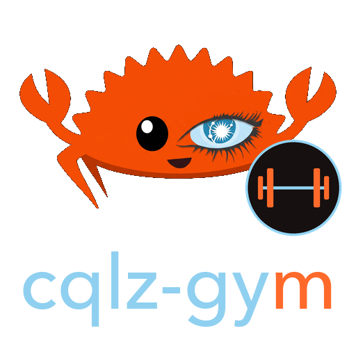 cqlz-gym logo: the Rust crab with a dumbbell badge